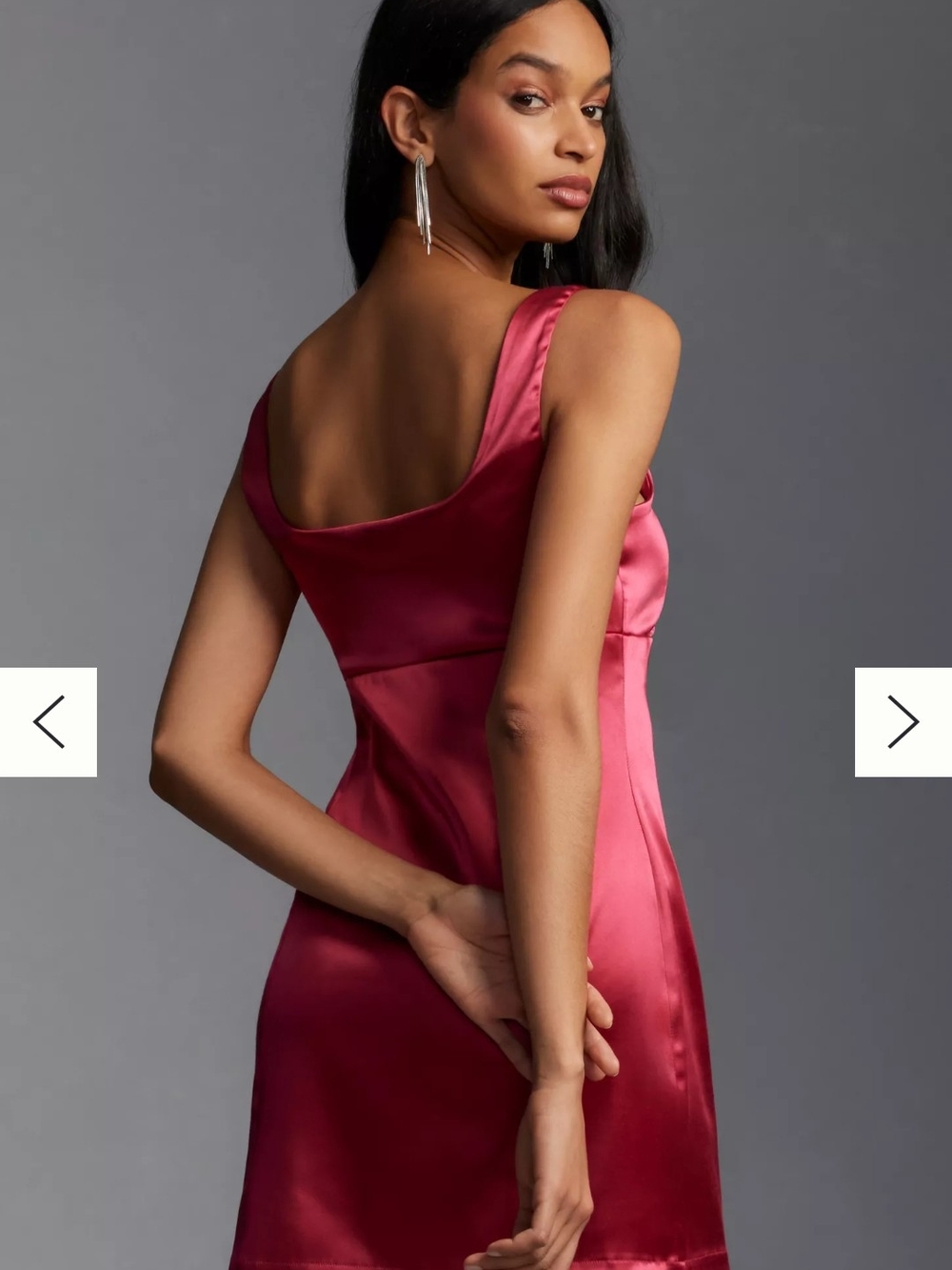 Satin Scoop-Back Mini Dress in Pink